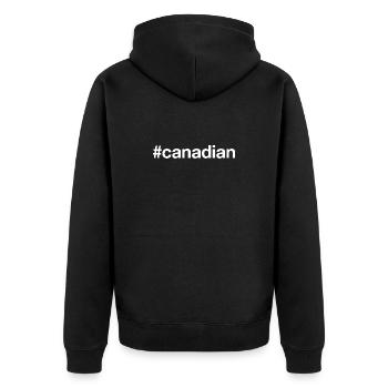 CANADIAN Kanada Hashtag - Unisex Premium Bio Zip Hoodie - Schwarz - Hinten - Nico (187cm)