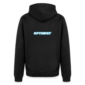 OPTIMIST - Unisex Premium Bio Zip Hoodie - Schwarz - Hinten - Nico (187cm)