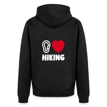 I love hiking hiking heart love hikers - Unisex Premium Organic Zip Hoodie - black - Back - Nico (187cm)