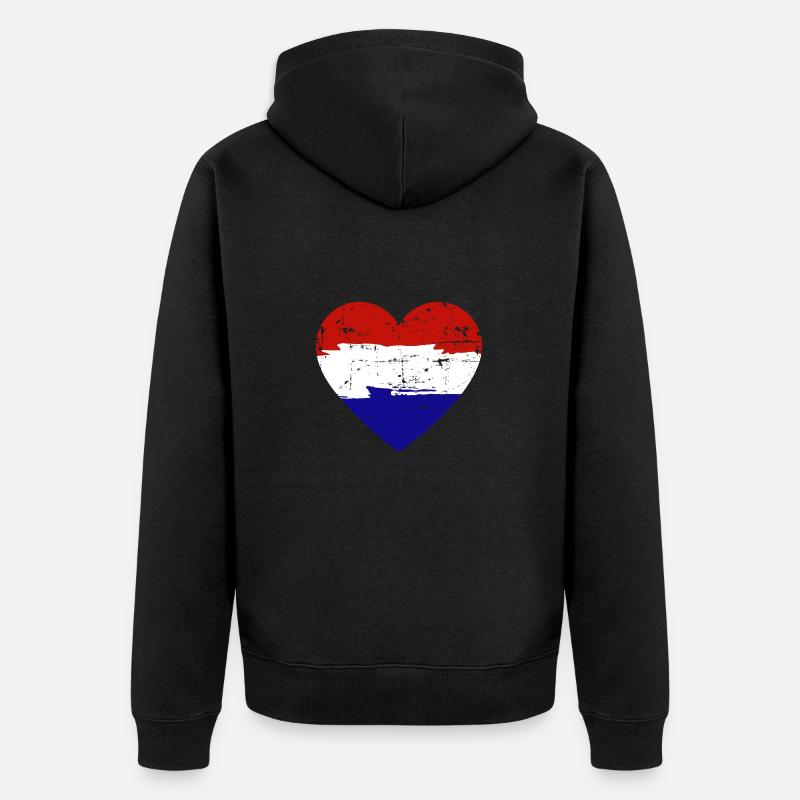 Drapeau du cœur des Pays-Bas - Veste à capuche bio Premium Unisexe - noir