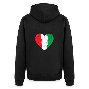 Italien Herz Flagge - Unisex Premium Bio Zip Hoodie - Schwarz - Hinten - Nico (187cm)