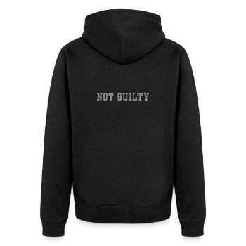 Non coupable Déclaration drôle minimaliste Humour juridique - Veste à capuche bio Premium Unisexe - noir - Dos - Nico (187cm)