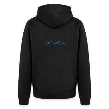 Wellen - Unisex Premium Bio Zip Hoodie - Schwarz - Hinten - Nico (187cm)