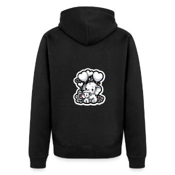 Cute baby elephant with heart balloon elephant mom - Unisex Premium Organic Zip Hoodie - black - Back - Nico (187cm)