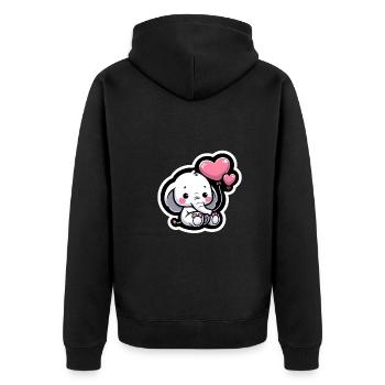 Cute baby elephant with heart balloon elephant mom - Unisex Premium Organic Zip Hoodie - black - Back - Nico (187cm)