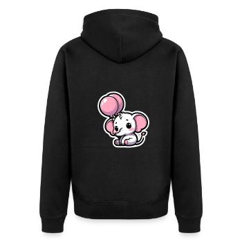 Cute baby elephant with heart balloon elephant mom - Unisex Premium Organic Zip Hoodie - black - Back - Nico (187cm)