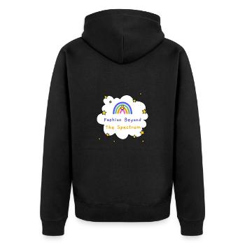 Mode jenseits des Spektrums - Autism Artistry - Unisex Premium Bio Zip Hoodie - Schwarz - Hinten - Nico (187cm)