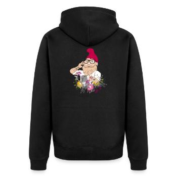 Garten Hipster - Unisex Premium Bio Zip Hoodie - Schwarz - Hinten - Nico (187cm)