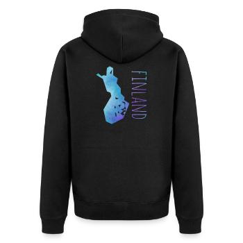 finland - Unisex Premium Bio Zip Hoodie - Schwarz - Hinten - Nico (187cm)