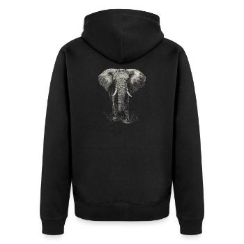Elephant - Unisex Premium Organic Zip Hoodie - black - Back - Nico (187cm)