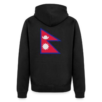 Flag of Nepal - Unisex Premium Organic Zip Hoodie - black - Back - Nico (187cm)