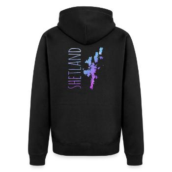 Shetland Islands - Unisex Premium Organic Zip Hoodie - black - Back - Nico (187cm)