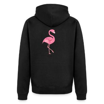 Flamingo - Unisex Premium Bio Zip Hoodie - Schwarz - Hinten - Nico (187cm)