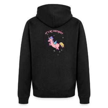 unicorn birthday unicorn birthday mystical fee - Unisex Premium Organic Zip Hoodie - black - Back - Nico (187cm)
