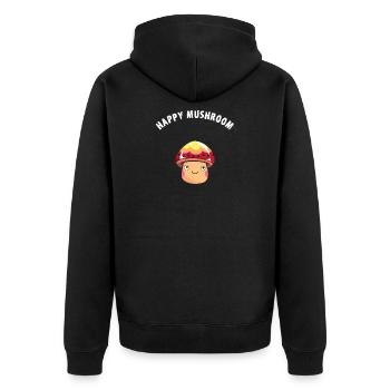 Glücklicher Pilz Comic happy Game - Unisex Premium Bio Zip Hoodie - Schwarz - Hinten - Nico (187cm)