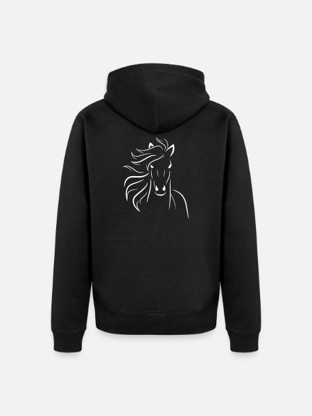 Silhouette cheval en crinière fluide - Veste à capuche bio Premium Unisexe - noir