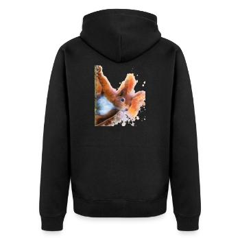 Eichhörnchen Aquarelldesign - Unisex Premium Bio Zip Hoodie - Schwarz - Hinten - Nico (187cm)