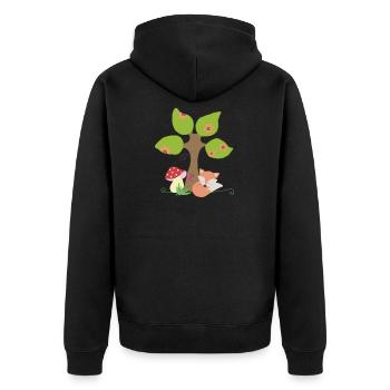 Fuchs unterm Baum - Unisex Premium Bio Zip Hoodie - Schwarz - Hinten - Nico (187cm)