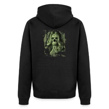 Skull Girl green - Unisex Premium Bio Zip Hoodie - Schwarz - Hinten - Nico (187cm)