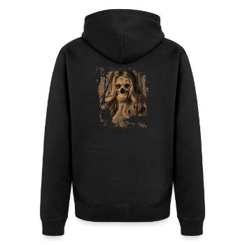 Skull Girl orange - Unisex Premium Bio Zip Hoodie - Schwarz - Hinten - Nico (187cm)