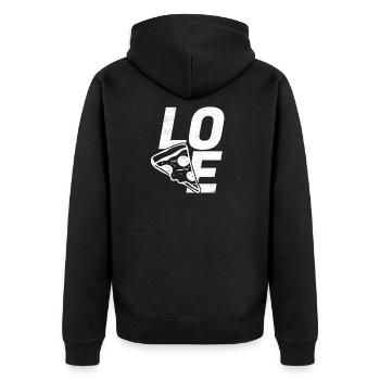 Love Pizza - Unisex Premium Bio Zip Hoodie - Schwarz - Hinten - Nico (187cm)