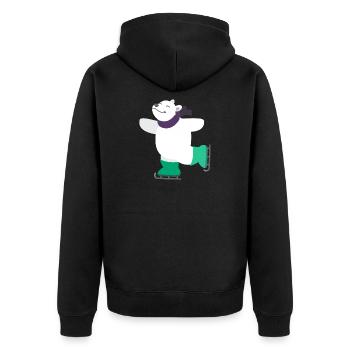 Kindermotiv Tiershirt Geschenkidee Eisbär auf Eis - Unisex Premium Bio Zip Hoodie - Schwarz - Hinten - Nico (187cm)