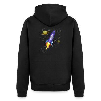 Fusée dans l'espace - Veste à capuche bio Premium Unisexe - noir - Dos - Nico (187cm)