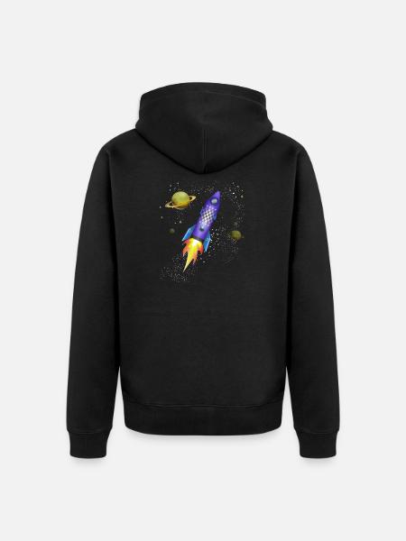 Rocket in space - Unisex Premium Organic Zip Hoodie - black