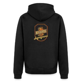 developer - Unisex Premium Organic Zip Hoodie - black - Back - Nico (187cm)
