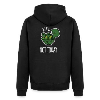 Not today - cute sleeping lazy turtle, baby - Unisex Premium Organic Zip Hoodie - black - Back - Nico (187cm)