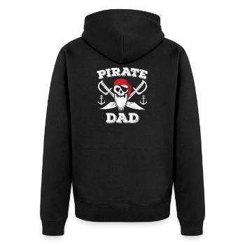 Piratenvater - Unisex Premium Bio Zip Hoodie - Schwarz - Hinten - Nico (187cm)