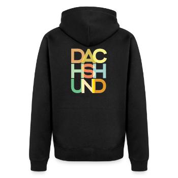 Dackelhund Hund Bunt - Unisex Premium Bio Zip Hoodie - Schwarz - Hinten - Nico (187cm)