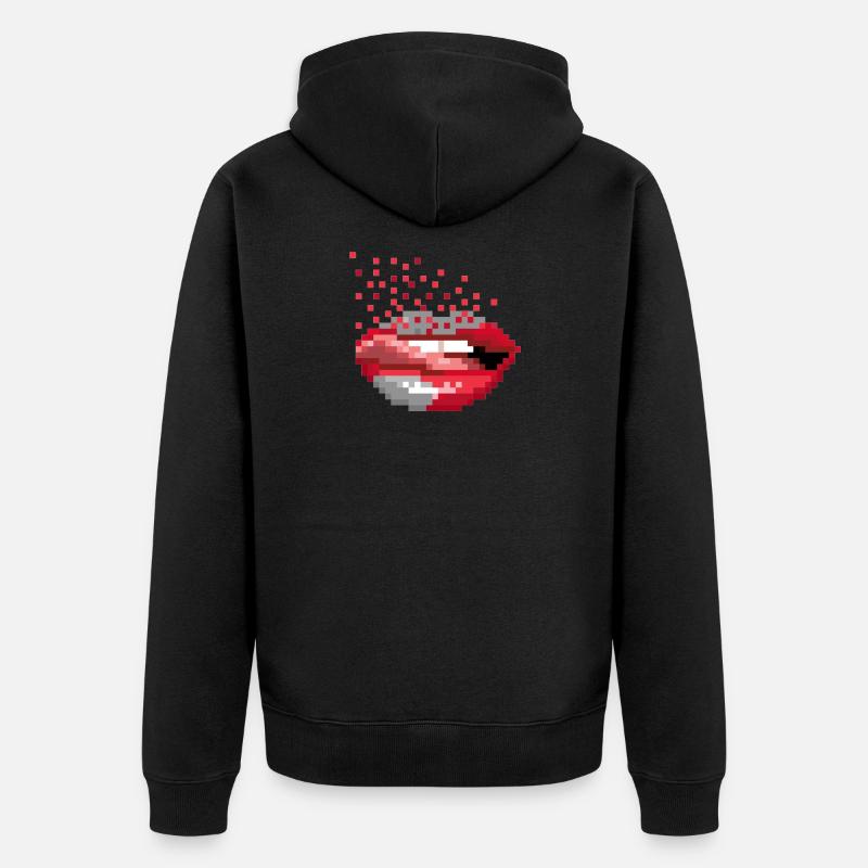 Pixel Mouth Retro - Veste à capuche bio Premium Unisexe - noir
