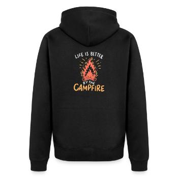 Camping autour d’un feu de camp - Veste à capuche bio Premium Unisexe - noir - Dos - Nico (187cm)