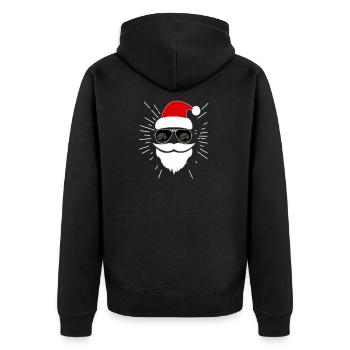 Santa Claus with glasses - Unisex Premium Organic Zip Hoodie - black - Back - Nico (187cm)