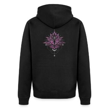 Lotus lotus flower moon om symbol yoga - Unisex Premium Organic Zip Hoodie - black - Back - Nico (187cm)