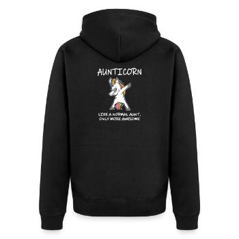 Aunticorn Like A Normal Aunt Gift - Unisex Premium Organic Zip Hoodie - black - Back - Nico (187cm)