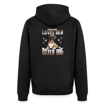 Boxerhund Frauen Dieses Mädchen liebt ihren Boxerhund - Unisex Premium Bio Zip Hoodie - Schwarz - Hinten - Nico (187cm)