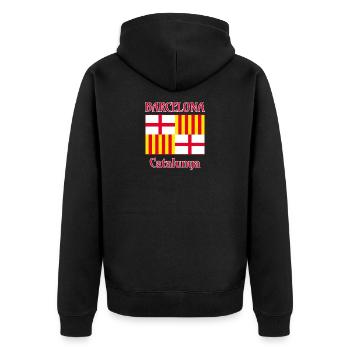 Barcelona flag in red white and yellow - Unisex Premium Bio Zip Hoodie - Schwarz - Hinten - Nico (187cm)