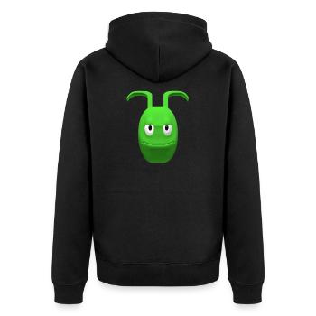 Fröhlicher grüner Alien mit Antennen - Unisex Premium Bio Zip Hoodie - Schwarz - Hinten - Nico (187cm)