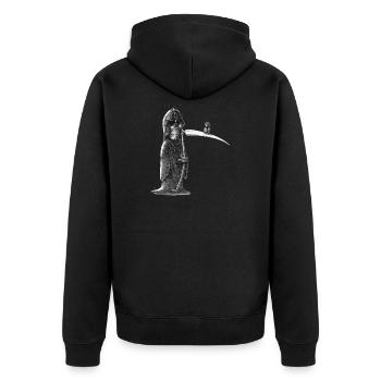 shit happens - Unisex Premium Bio Zip Hoodie - Schwarz - Hinten - Nico (187cm)
