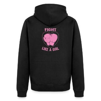 Boxing Womens Fight Like A Girl - Unisex Premium Organic Zip Hoodie - black - Back - Nico (187cm)
