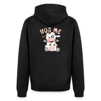 Huh me cow - Unisex Premium Organic Zip Hoodie - black - Back - Nico (187cm)