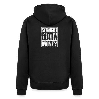 Straight Outta Money - Unisex Premium Organic Zip Hoodie - black - Back - Nico (187cm)
