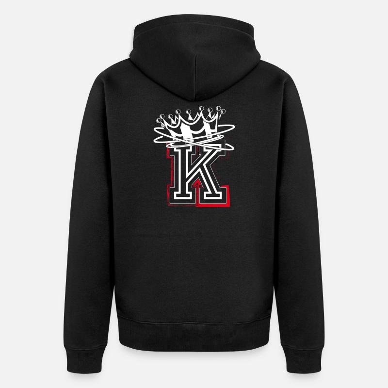 Lettre K avec couronne - Veste à capuche bio Premium Unisexe - noir