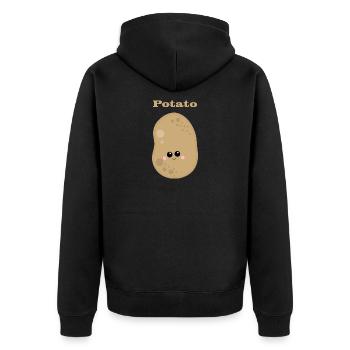 Potato - Unisex Premium Bio Zip Hoodie - Schwarz - Hinten - Nico (187cm)