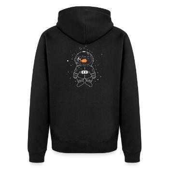Astronaut with goldfish - Unisex Premium Organic Zip Hoodie - black - Back - Nico (187cm)