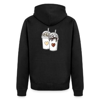 Couple milkshake vanilla chocolate - Unisex Premium Organic Zip Hoodie - black - Back - Nico (187cm)