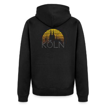 Köln Kölner Skyline Kölner Dom Vintage Geschenk - Unisex Premium Bio Zip Hoodie - Schwarz - Hinten - Nico (187cm)