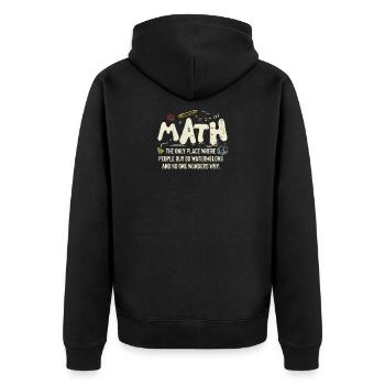 mathematics - Unisex Premium Organic Zip Hoodie - black - Back - Nico (187cm)
